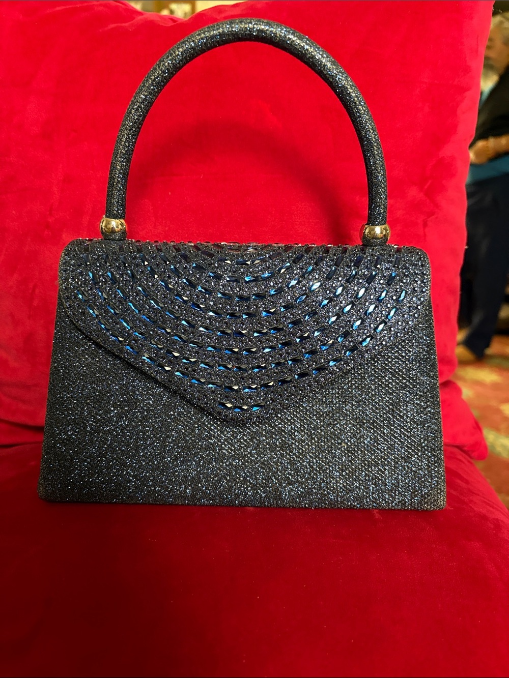 Navy blue Sparkle Top-Handle Evening Bag